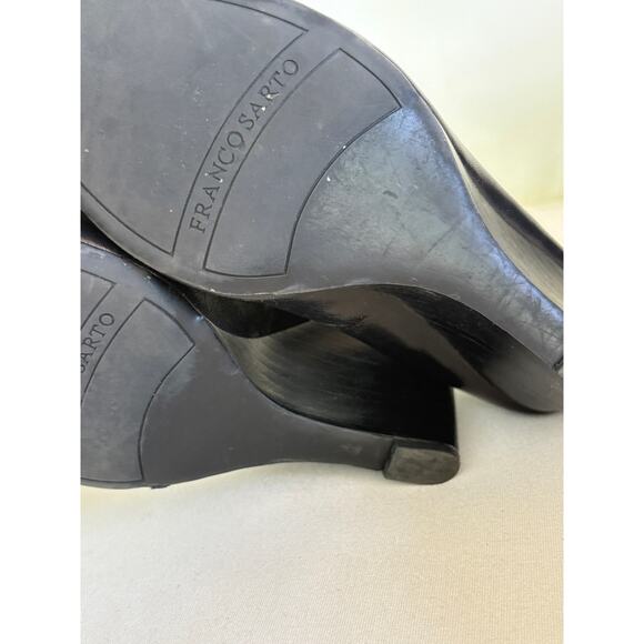 Franco Sarto Leather Wedge Heels 6.5 Pumps Academia Office Career Prep 90s Y2K - Picture 5 of 5